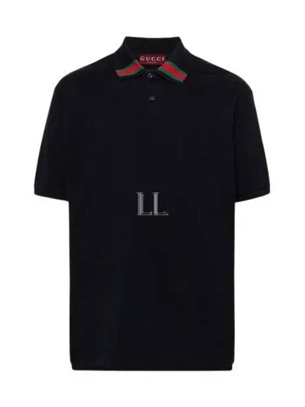 Web Cotton Polo Shirt Navy - GUCCI - BALAAN 2