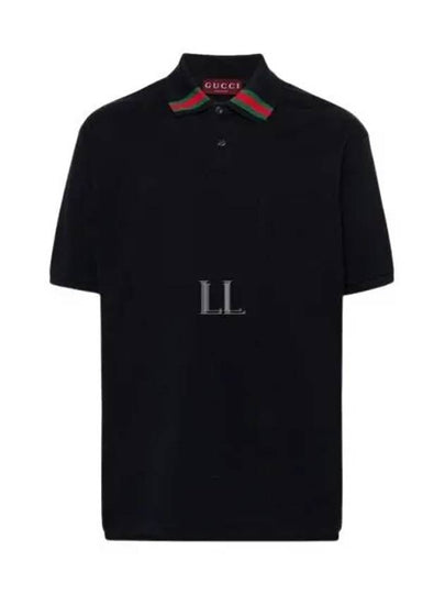 Web Cotton Polo Shirt Navy - GUCCI - BALAAN 2