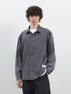 Denim Stone Washed Basic Shirt Gray - CORK - BALAAN 1