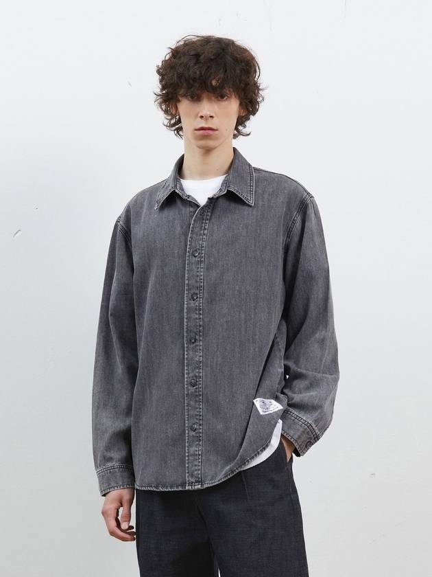 Denim Stone Washed Basic Shirt Gray - CORK - BALAAN 1