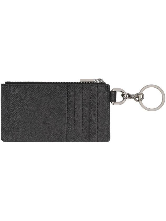 Men's Ring Logo Tag Calfskin Card Wallet Black - DOLCE&GABBANA - BALAAN 4