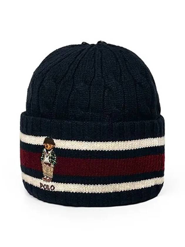 Polo Bear Cable Cricket Knit Beanie Navy - POLO RALPH LAUREN - BALAAN 6