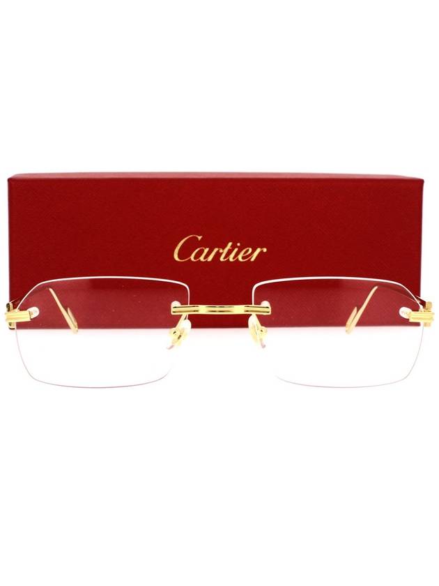 Square Metal Eyeglasses Gold - CARTIER - BALAAN 2