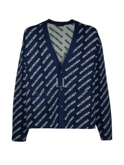 Mini Allover Logo Knit Cardigan Blue - BALENCIAGA - BALAAN 2