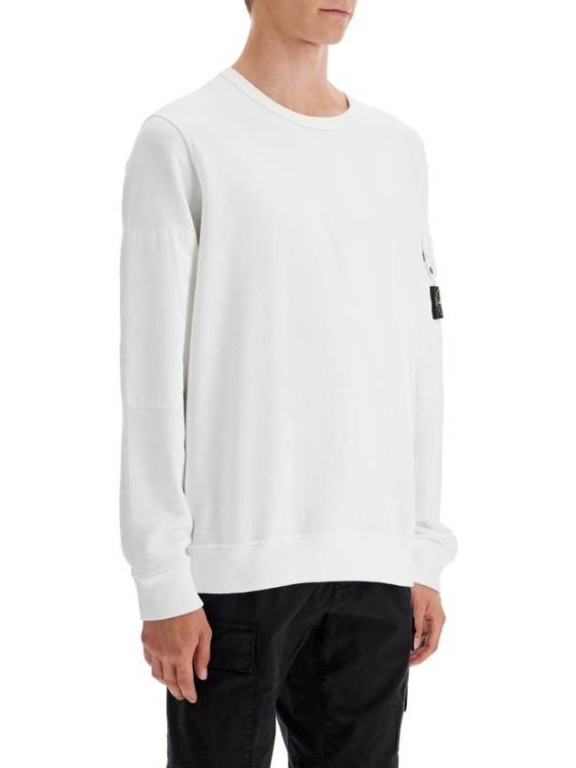 Brushed Organic Cotton Fleece Sweatshirt White - STONE ISLAND - BALAAN 3