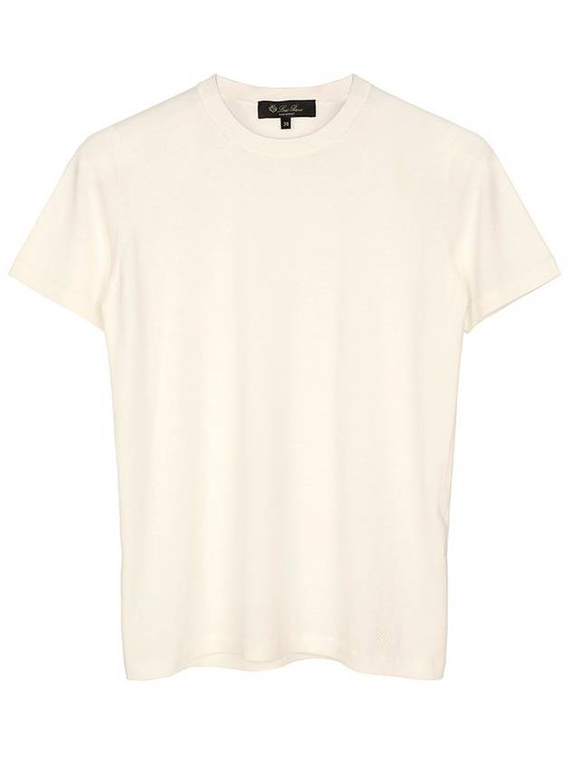 Angera Crewneck Cotton Short Sleeve T-Shirt White - LORO PIANA - BALAAN 1