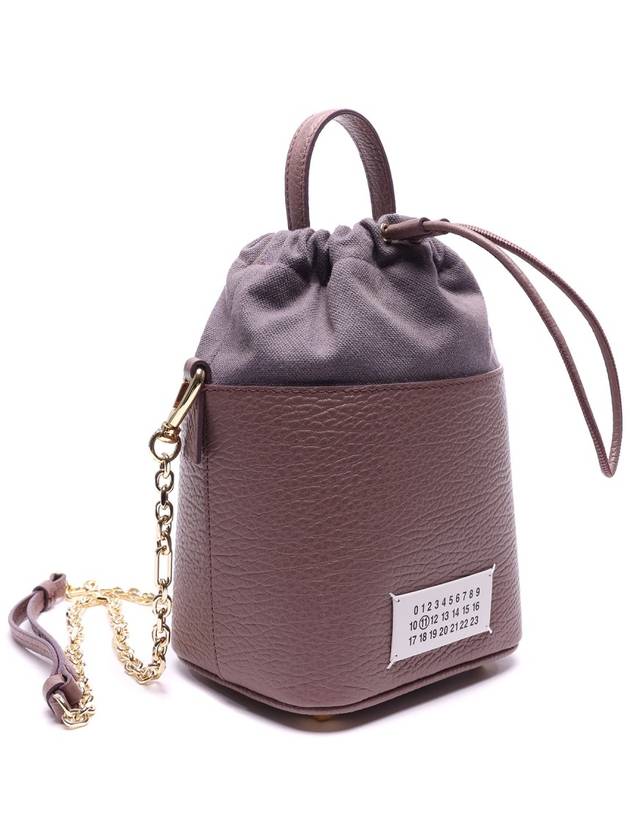 5AC Number Logo Texture Leather Bucket Bag Dark Brown - MAISON MARGIELA - BALAAN 4