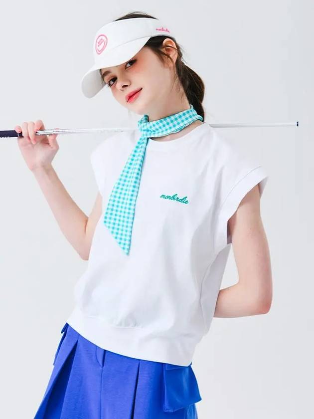 Scarf Point Sleeveless T-Shirt WHITE&BLUE - MONBIRDIE GOLF - BALAAN 1