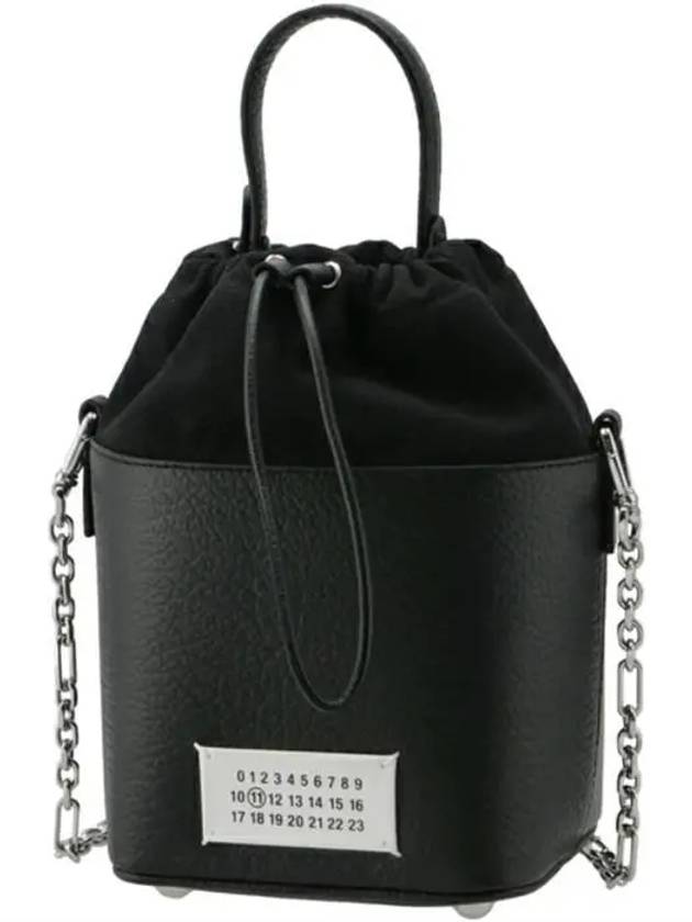 5AC Number Logo Texture Leather Bucket Bag Black - MAISON MARGIELA - BALAAN 3