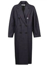 Women's Bacco Denim Effect Double Coat Navy - MAX MARA - BALAAN 2