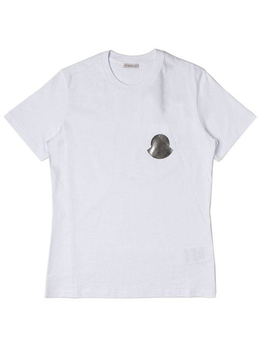 Silver Logo Short Sleeve T-Shirt White - MONCLER - BALAAN.