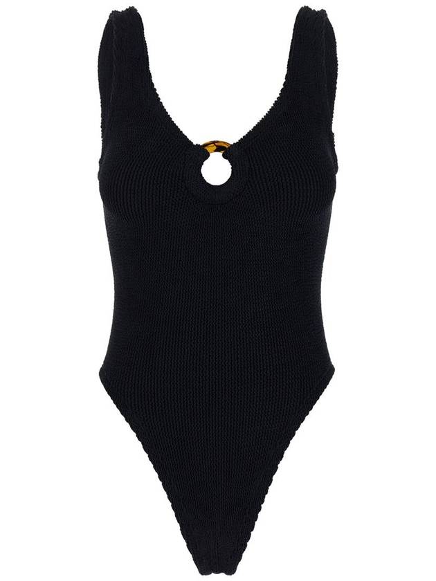 'Celine' Black One-Piece Swimsuit With Ring Detail In Stretch Polyamide Woman - HUNZA G - BALAAN 1