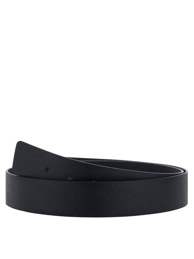 Reversible Saffiano Leather Belt Black - PRADA - BALAAN 3