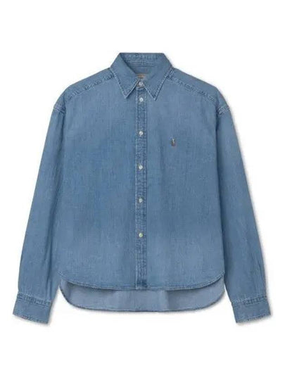 W Wide Cropped Denim Shirt Blue - POLO RALPH LAUREN - BALAAN 2