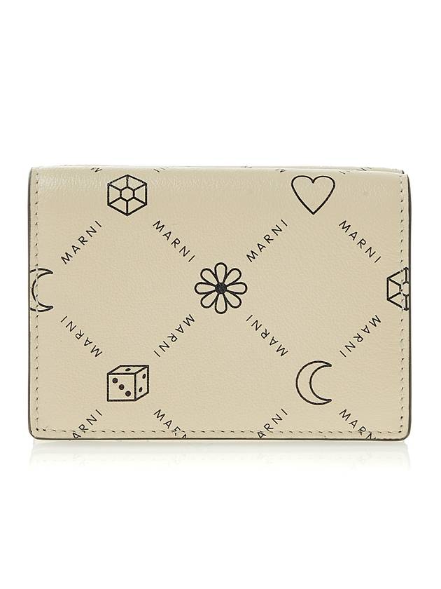 Graphic Logo Calf Leather Half Wallet Ivory - MARNI - BALAAN 1