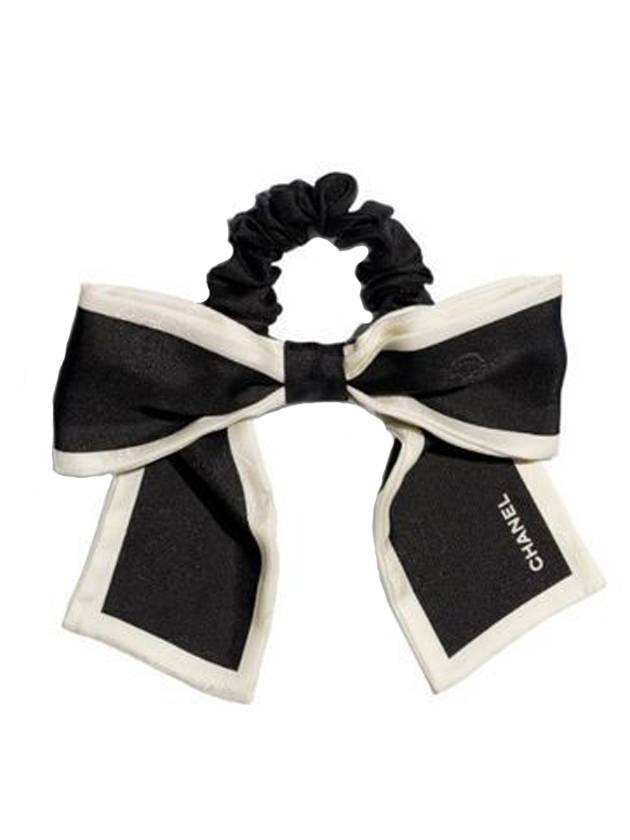 Hair Chouchou Ribbon Silk Scrunchie Black - CHANEL - BALAAN 1