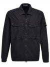 Brushed Organic Cotton Overshirt Jacket Navy - STONE ISLAND - BALAAN 2