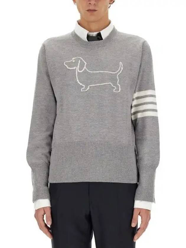 Hector 4-Bar Crewneck Pullover Merino Wool Knit Top Grey - THOM BROWNE - BALAAN 2