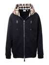 Check Hood Cotton Zip Up Hoodie Black Archive Beige - BURBERRY - BALAAN 2