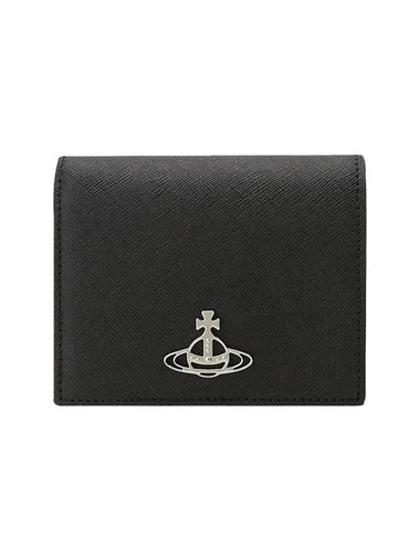 ORB Logo Saffiano Half Wallet Black - VIVIENNE WESTWOOD - BALAAN 1