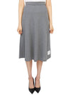 Pointelle Rip Below The Knee A-Line Skirt Grey - THOM BROWNE - BALAAN 4