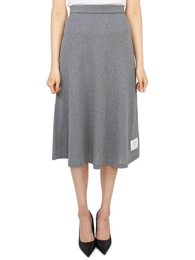 Pointelle Rip Below The Knee A-Line Skirt Grey - THOM BROWNE - BALAAN 4