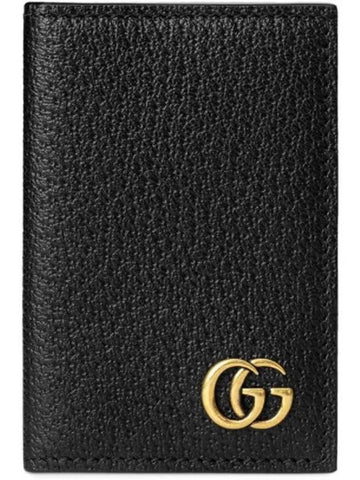 GG Marmont Leather Card Wallet Black - GUCCI - BALAAN 1