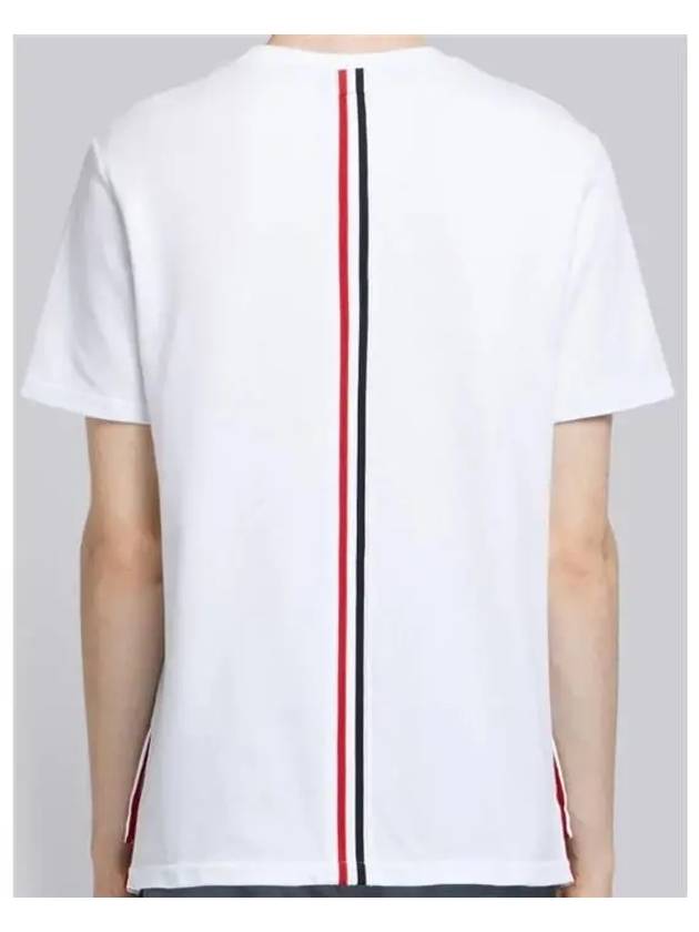 Men's Center Back Striped Short Sleeve T-Shirt White - THOM BROWNE - BALAAN 6