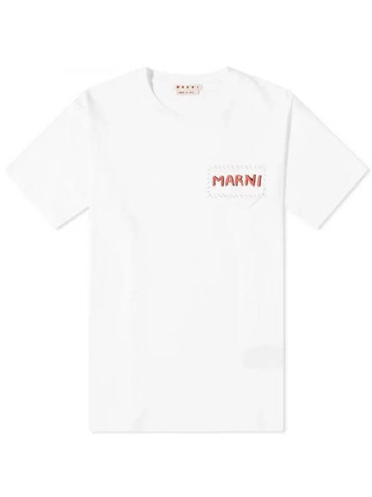 Stitched Logo T-Shirt Lily White HUMU0198X0 UTC017 00W01 - MARNI - BALAAN 1