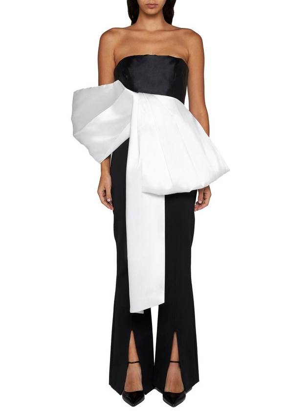 'Nadina' Black And White Top With Bow Detail In Silk Woman - SOLACE LONDON - BALAAN 4