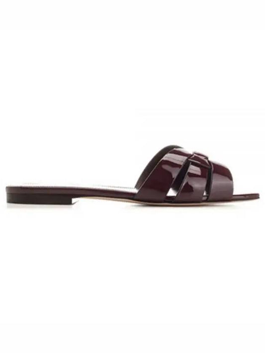 Patent Leather Tribute Mule Burgundy - SAINT LAURENT - BALAAN 2