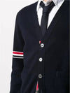 Milano Stitch Sprite Armband Cotton V-neck Cardigan Navy - THOM BROWNE - BALAAN 3