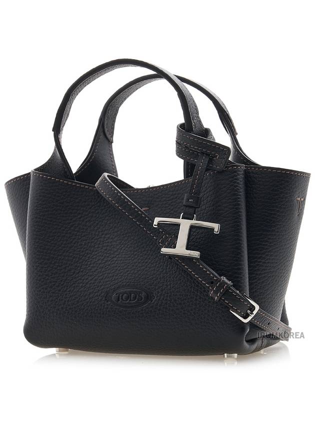 Micro Leather Tote Bag Black - TOD'S - BALAAN 3