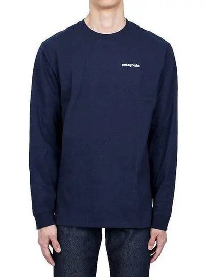 P6 Logo Responsibili Long Sleeve T-Shirt Birch Navy - PATAGONIA - BALAAN 2