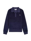 SRC Velour Long Sleeve Polo Shirt Navy - SPORTY & RICH - BALAAN 2