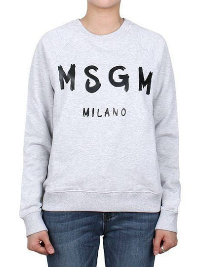 Milano Brushed Logo Print Crew Neck Sweatshirt Grey - MSGM - BALAAN 2