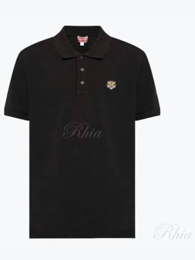 Lucky Tiger Embroidered Polo Shirt Black - KENZO - BALAAN 2