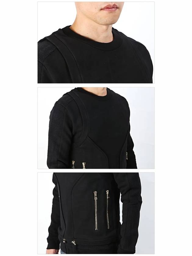 Double Zipper Biker Sweatshirt Black - BALMAIN - BALAAN 5