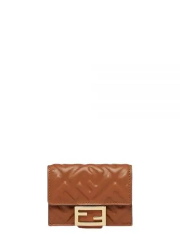 FF Baguette Flap Card Half Wallet Brown - FENDI - BALAAN 2