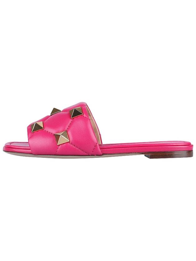 Roman Stud Quilted Leather Slipper Pink - VALENTINO - BALAAN 4