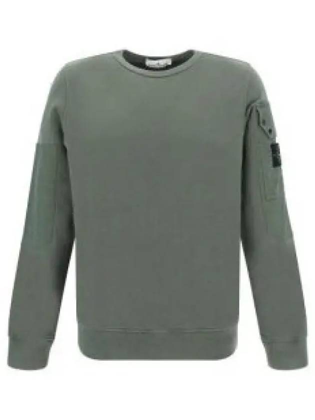 Brushed Organic Cotton Fleece Sweatshirt Green - STONE ISLAND - BALAAN 2