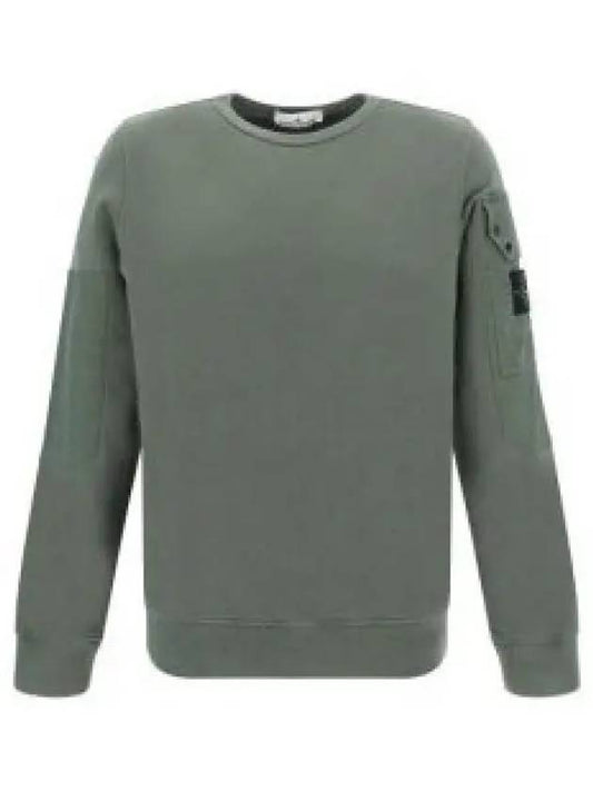 Brushed Organic Cotton Fleece Sweatshirt Green - STONE ISLAND - BALAAN 2