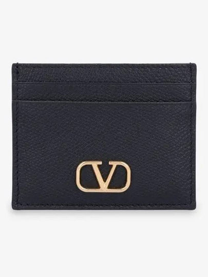 V Logo Signature Card Wallet Black - VALENTINO - BALAAN 2