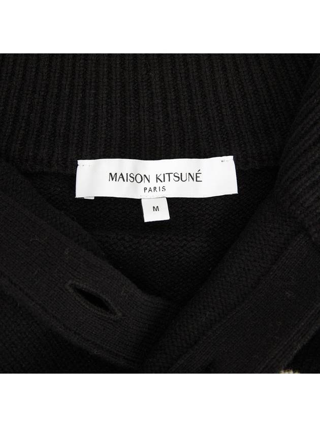 Fox Head Intarsia High Neck Cardigan Black - MAISON KITSUNE - BALAAN 10