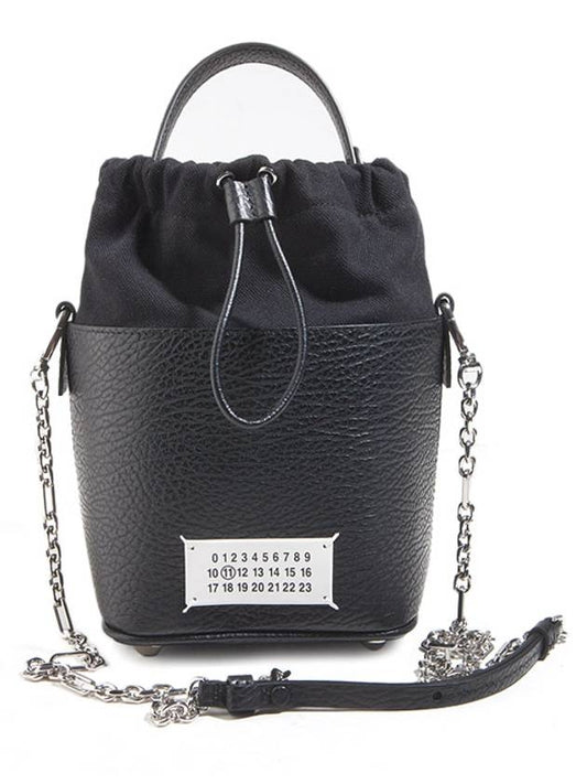 5AC Number Logo Texture Leather Bucket Bag Black - MAISON MARGIELA - BALAAN 2