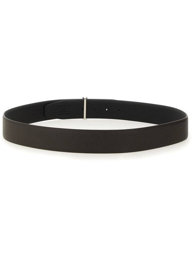 Sliver Soft Grain Leather T Icon Belt Brown Black - TOM FORD - BALAAN 6