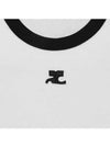 Courr ges 124JTS117 JS0070 0098 Logo Buckle Contrast Women s Short Sleeve T Shirt - COURREGES - BALAAN 3