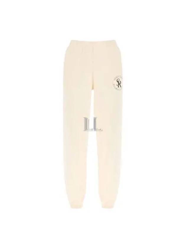 Logo Print Brushed Training Cotton Track Pants Ivory - SPORTY & RICH - BALAAN 2