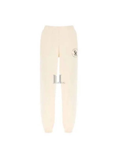 Logo Print Brushed Training Cotton Track Pants Ivory - SPORTY & RICH - BALAAN 2