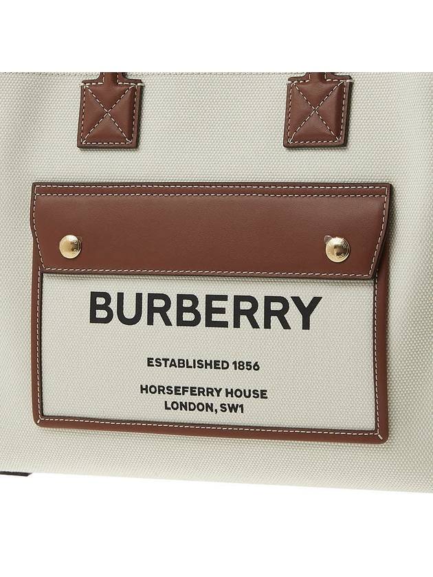 Freya Small Canvas Leather Tote Bag Natural Tan - BURBERRY - BALAAN 8